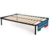 DOLCI SOGNI - Rete Letto Piazza e Mezza 120x190 Ortopedica a Doghe di Legno, con Piedi Stabili e Tappi Anti-Scivolo, Struttura in Ferro, 100% Made in Italy