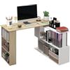 HOMCOM Scrivania Angolare Reversibile con 5 Ripiani Portaoggetti Naturale | Scrivania ad Angolo per Computer in Legno, Ufficio Soggiorno Studio, Stile Moderno, 120x110x74.5 cm