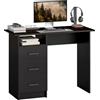 HOMCOM Scrivania Salvaspazio, 3 Cassetti, Ripiano Aperto, 100x40cm, Nero | Scrivania con Cassetti, Moderna, Tavolo PC, per Computer Casa Ufficio Studio Camera da Letto Lavoro