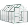 Outsunny Serra da Giardino in Policarbonato 7.1㎡ 190x375x199cm Verde | Serra per Orto, Telaio in Lega di Alluminio, Grondaie, Finestre Apribili Regolabili, Porta Scorrevole, per Piante, Anti UV