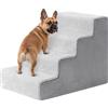 KSIIA Scala Per Cani Di Piccola Taglia, Alta 44 cm, Ramp Per Letto Divano | Scaletta per Cani Con Rivestimento Lavabile Rimovibile,Scala Per Animali Domestici Antiscivolo Per Gatti Vecchi E Cani,Grigio
