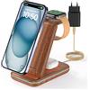 JoyGeek Caricabatterie Wireless 3 in 1, Pieghevole, per i Phone 17/16/15/14/13/12/11/Pro Max/X/8, Stazione di ricarica induttiva per iWatch 11/10/9/Ultra/SE-4, per Air Pods 4/2/3/Pro, Wood Grain