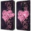 BLOTECH Cover per Redmi Note 8 Pro Custodia Flip Caso in PU Pelle Bumper Folio Protector a Libro Magnetic Buckle 3D Brillantini Glitters PU Leather Protettiva,Heart to Heart