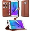 Cadorabo Custodia Libro per Samsung Galaxy Note 5 in Marrone Pastello - con Vani di Carte, Funzione Stand e Chiusura Magnetica - Portafoglio Cover Case Wallet Book Etui Protezione