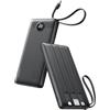 VRURC Power Bank da 10000 mAh con cavi integrati, caricabatterie portatile USB C con 5 uscite, 2 ingressi, display LED Powerbank compatibile con iPhone 17, 16, 15, 14, Samsung, Android-Dark