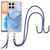SNCLET Cover con Cordino per Honor X8 4G Custodia con Collana Staccabile Regolabile Antiurto TPU Edges PC Back Anti Scratch Custodia Marmo Protettiva Case per Honor X8 4G,Marmo Blu