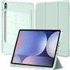 EspZanthic Custodia per Samsung Galaxy Tab S10+ 2024/Tab S9 FE+/S9+ 2023 12,4 Pollici con S Pen Holder, Chiaro Trasparente Retro Conchiglia Sottile Antiurto Tablet Cover, Auto Sveglia/Sonno, Menta