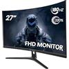 CRUA Monitor da gioco curvo 27 144hz/165HZ, monitor per computer