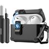 TiMOVO Custodia per Airpods Pro 3 (2025) con Clip di Sicurezza, Nero | Case Cover Rigida Protettiva Anticaduta per Apple AirPod Pro 3a Generazione con Gancio di Arrampicata e Kit di Pulizia
