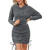 Aottori Vestito Felpa Donna Lungo con Cappuccio | Abito Elegante, Hoodie, Manica Lunga, Sweatshirt con Coulisse Casual, per Autunno Invernale