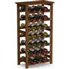 Cantinetta Portavino con 28 Scomparti Portabottiglie in Legno Bambù Colore Noce