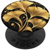 Ginkgo Botanical Plant Lover Gifts Ventaglio di ginkgo dorato su fiore floreale carbone PopSockets PopGrip Adesivo