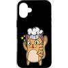 cat meow mackerel animal paw Pet cute dr Custodia per iPhone 16 Plus Gatto come Cook Peace