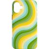 Colorful Swirl Gifts Custodia per iPhone 16 Plus Motivo retrò a strisce ondulate verde oliva giallo verde acqua