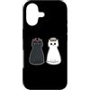 Sollomio Custodia per iPhone 17 Gatti bianchi e neri in Angel Devil Costumi Halloween