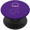 Music Headphone Design Cuffie Musicali Logo in Colore Fucsia e Bianco PopSockets PopGrip Adesivo