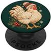 Chicken Coop Humor Carino pollo di Natale in cappello invernale per gli agricoltori PopSockets PopGrip Adesivo