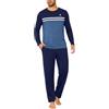 Litherday Pigiama Uomo Invernale Cotone Girocollo Completo Casa Due Pezzi | Cotone elasticizzato, completo lungo girocollo, pantaloni comodi, ideale per notte casa relax viaggio, lavaggio facile
