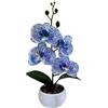 Generic Orchidea artificiale Phalaenopsis in vaso, con stampa 3D, decorazione realistica per la casa, decorazione da scrivania, per ufficio, soggiorno, camera da letto, studio, mensola, 30 x 16 x 16 cm (blu)