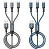 GIANAC Multi Cavo di Ricarica [2pack 1.2M]3 in 1 Multiplo Cavetto Ricarica Rapida | Multi Cavo di Ricarica Cavetto con Micro USB Tipo C Lightning interfaccia Cavo USB per Samsung iPhone Huawei Redmi LG PS5