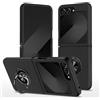 AIOVETEAB Cover per Samsung Galaxy Z Flip 6, Custodia Antiurto Militare Supporto Anello Robusta TPU Silicone Bumper Case Custodie per Samsung Galaxy Z Flip 6 2024, Nero