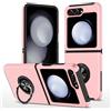 AIOVETEAB Cover per Samsung Galaxy Z Flip5, Custodia Antiurto Militare Supporto Anello Robusta TPU Silicone Bumper Case Custodie per Z Flip 5, Rosa
