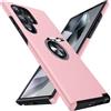 AIOVETEAB Cover per Samsung Galaxy S24 Ultra, Protezione Antigraffio Custodia 360° Rotante Anello Supporto Antiurto Militare Compatibile con Galaxy S24 Ultra,Rosa