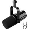 FDUCE Microfono dinamico SL40X XLR per registrazione vocale, podcasting, giochi, live streaming e trasmissione, microfono cardioide interamente in metallo, tecnologia di isolamento vocale - nero