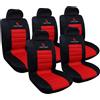 WOLTU AS7257-5 Coprisedili 5 posti auto coprisedile singolo misura universale, set completo, rosso