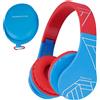 Merkloos Cuffie per bambini - Senza fili con microfono - Limitazione del volume a 85 dB - Blu e rosso
