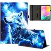 Toyarion Custodia per Samsung Galaxy Tab A 10,1 2019 T510/T515 | Pelle ultrasottile, Scanalatura per Penna, Funzione Stand, Lupo Bianco in Cielo Stellato