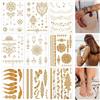 ZEXOWIJ 9 Fogli Tatuaggi Temporanei Oro e Argento, Tatuaggi Temporanei Donna Metallici Impermeabili, Design Bohemien e Lentiggini Glitter per Viso e Corpo, Ideali per Feste, Carnevale e Festival
