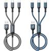 GIANAC Multi Cavo di Ricarica [2pack 2M]3 in 1 Multiplo Cavetto Ricarica Rapida | Multi Cavo di Ricarica Cavetto con Micro USB Tipo C Lightning interfaccia Cavo USB per Samsung iPhone Huawei Redmi LG PS5