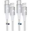 Aioneus Cavo USB C a Lightning, Cavo iPhone USB C Certificato MFi Lungo Ricarica Rapida Caricabatterie Filo Type C Caricatore per iPhone 14 13 12 Pro Max Mini 11 SE X XS Max XR iPad,1M+2M,Bianco