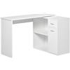 HOMCOM Scrivania Angolare per Studio 2 Cassetti 117x82x74cm Bianco | per Ufficio, 2 Ripiani, Scrivania Moderna