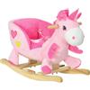 HOMCOM Unicorno a Dondolo con Musica e Cintura in Peluche Età 18-36 Mesi Rosa
