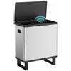 HOMCOM Pattumiera Automatica con Sensore 54L 3 Scomparti Acciaio Inox Argento