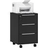 HOMCOM Schedario per Ufficio a 3 Cassetti e 4 Rotelle Nero
