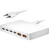 LogiLink Caricabatterie da tavolo USB-A/C a 6 vie con 5 protezioni da 100 W, GaN (nitriro di litio), 2 USB-A (QC), 4 USB-C (PD)