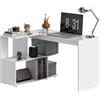 EasyComfort Scrivania Angolare Moderna per Ufficio con 4 Ripiani in Legno Bianco, 120x100x77 cm