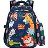 Ntswasd Zaino Scuola Elementare Bambino 4-8 Anni - Leggero 40 cm con Grande Capacità per la Scuola Primaria - Ideale per il Ritorno a Scuola,Zoo