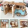 NONE Bus retrò camper in stile europeo 3D auto in legno puzzle fai da te nave a vela aereo edificio modello di casa puzzle giocattoli per bambini