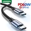 UGREEN Cavo USB-C UGREEN 60W, cavo da Type-C a Type-C 100W, ricarica rapida PD 3A, trasferimento dati, 25cm, 50cm, 1m, 1,5m, 2m, 3m, cavo intrecciato in nylon per telefono e notebook