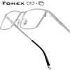 FONEX Occhiali da vista progressivi Personalizzati Anti Blu Fotocromatici Miopia Lenti ottiche Occhiali da uomo Occhiali quadrati Montature in titanio