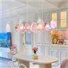 HomeLover Lampadario a soffitto in vetro rosa di Murano Lampada a sospensione colorata per soggiorno in stile francese Lampada a sospensione per tavolo da pranzo retrò per camera da letto