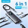 Vention 6 in 1 USB C 8K @ 30Hz HUB HDMI Smart Led Touch USB 3.0 Adattatore Ethernet Docking Station per MacBook Lenovo HP iPad Laptop