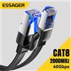 ESSAGER Cavo Ethernet Essager CAT8 Cavo di rete ad alta velocità da 40 Gbps con connettore RJ45 da 2000 MHz per laptop Router PS5 Dispositivi da gioco