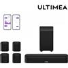 ULTIMEA Sistema di barra audio ULTIMEA a 7.1 canali per TV con 4 altoparlanti surround, suono surround virtuale controllato da app, audio home theater
