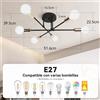 CHENBEN Lampada a Sospensione LED E27 in Metallo Stile Retrò, Plafoniera a 6 Luci per Camera da Letto e Soggiorno, Illuminazione Pendente Moderna
