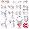 ROXI Orecchini a Perno Piatti in Argento Sterling 925 con Moissanite, Pendente a Fiore Geometrico a Nappa per Donna, Gioielli Raffinati